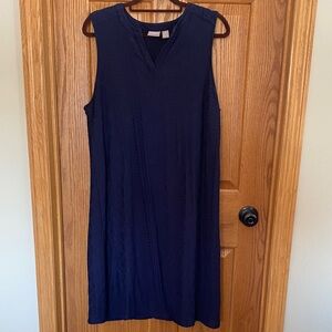 Chico's Dark Blue Textured sleeveless dress with Maurice’s kimono